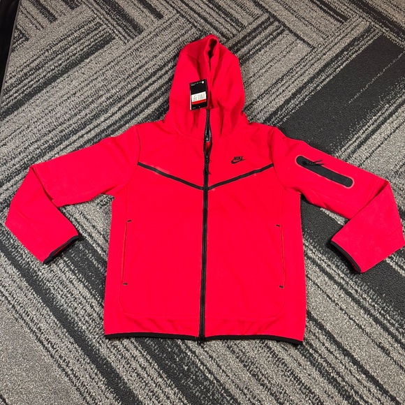 Nike Tech Fleece Tracksuit Red Jacket & Sweatpants Men’s Size Large - Picture 2 of 8